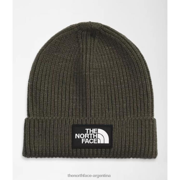 Gorro con puños y logo de caja TNF para niños RDT8H5778 nuevo verde pardo The North Face