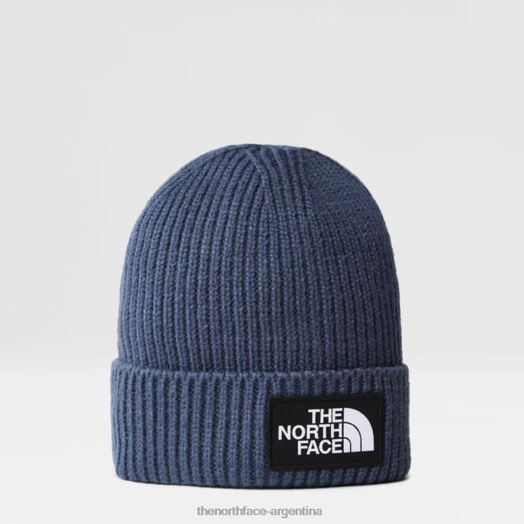 Gorro juvenil con logo en el puño de TNF RDT8H1801 azul sombreado The North Face