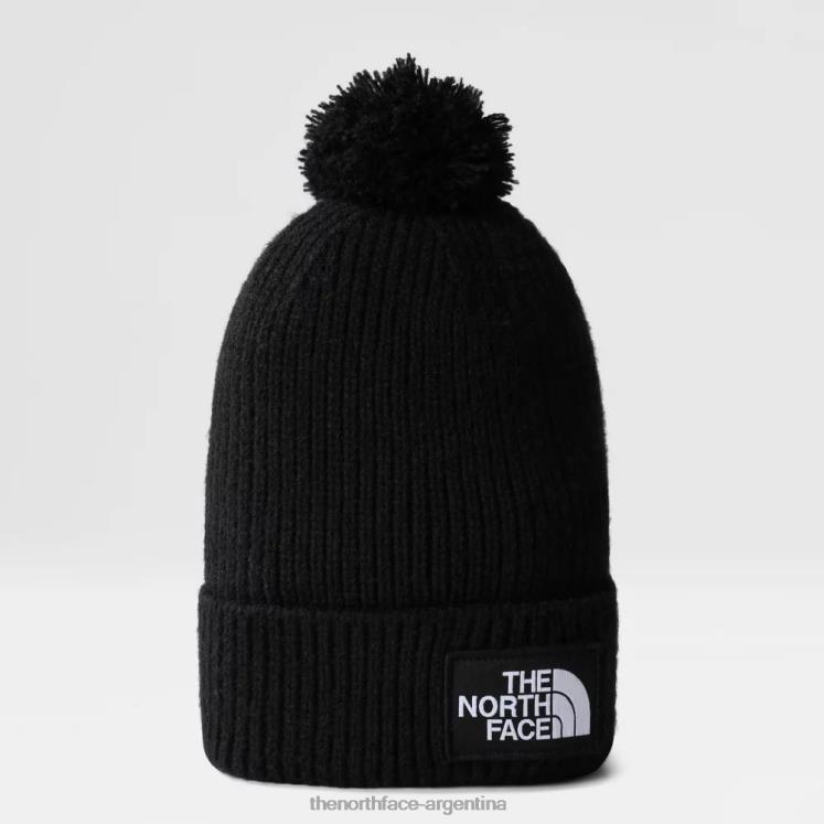 gorro con pompón y logo de tnf RDT8H126 negro The North Face