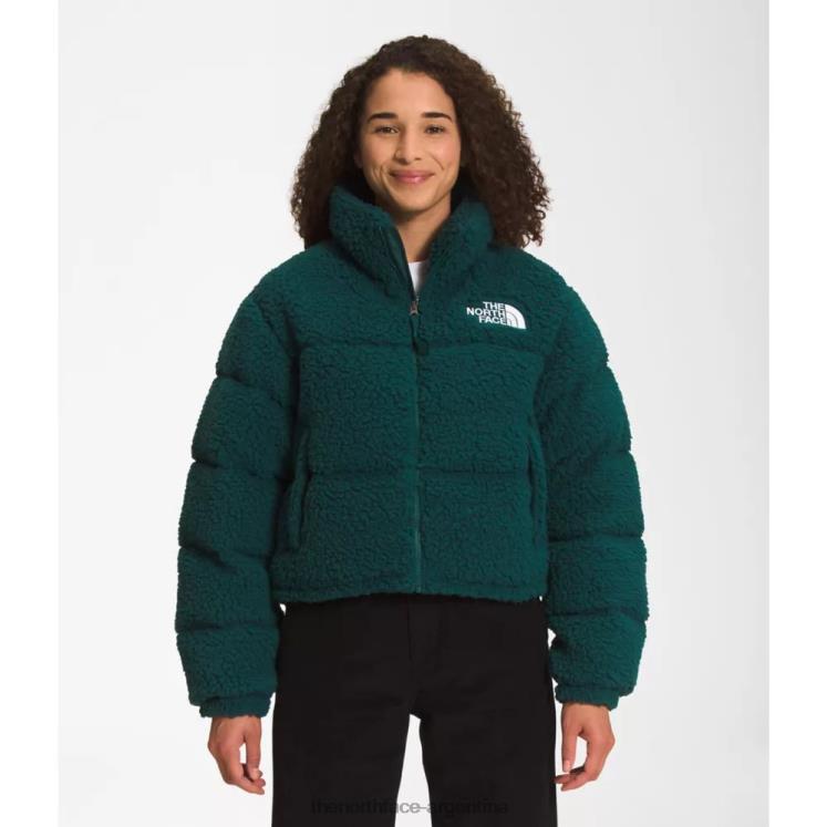 chaqueta nuptse de pelo alto para mujer RDT8H6066 verde The North Face