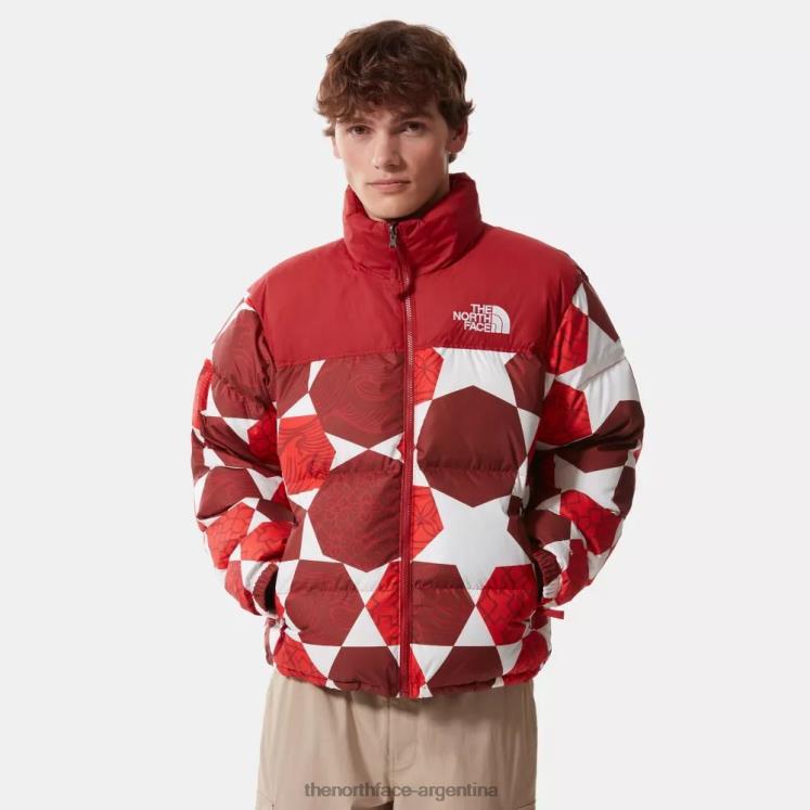 chaqueta de plumas retro nuptse con estampado 1996 para hombre RDT8H1257 rojo fuego The North Face