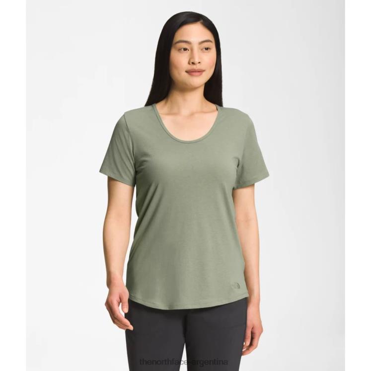 Camiseta de manga corta con cuello redondo para mujer. RDT8H6203 té verde The North Face