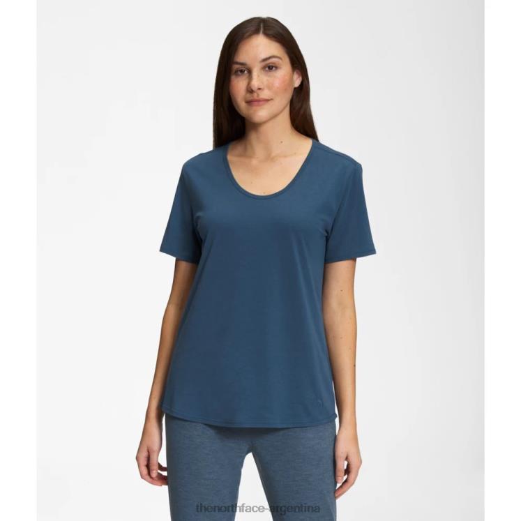 Camiseta de manga corta con cuello redondo para mujer. RDT8H6206 azul sombreado The North Face