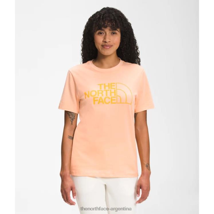 camiseta de algodón de media cúpula de manga corta para mujer RDT8H3458 hielo de albaricoque The North Face