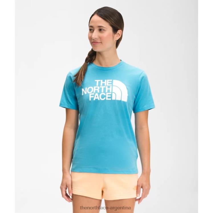 camiseta de algodón de media cúpula de manga corta para mujer RDT8H3460 azul nórdico The North Face