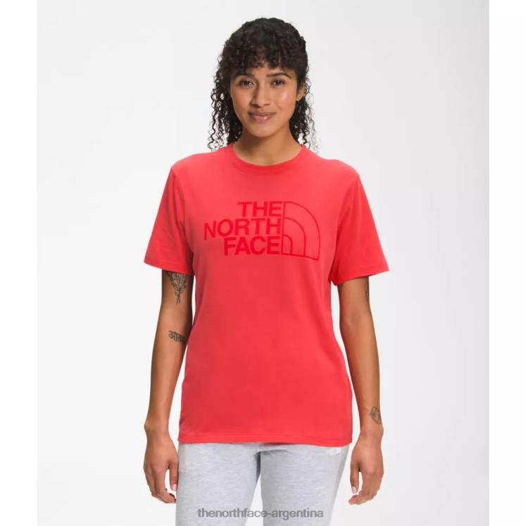 camiseta de algodón de media cúpula de manga corta para mujer RDT8H3470 horizonte rojo The North Face