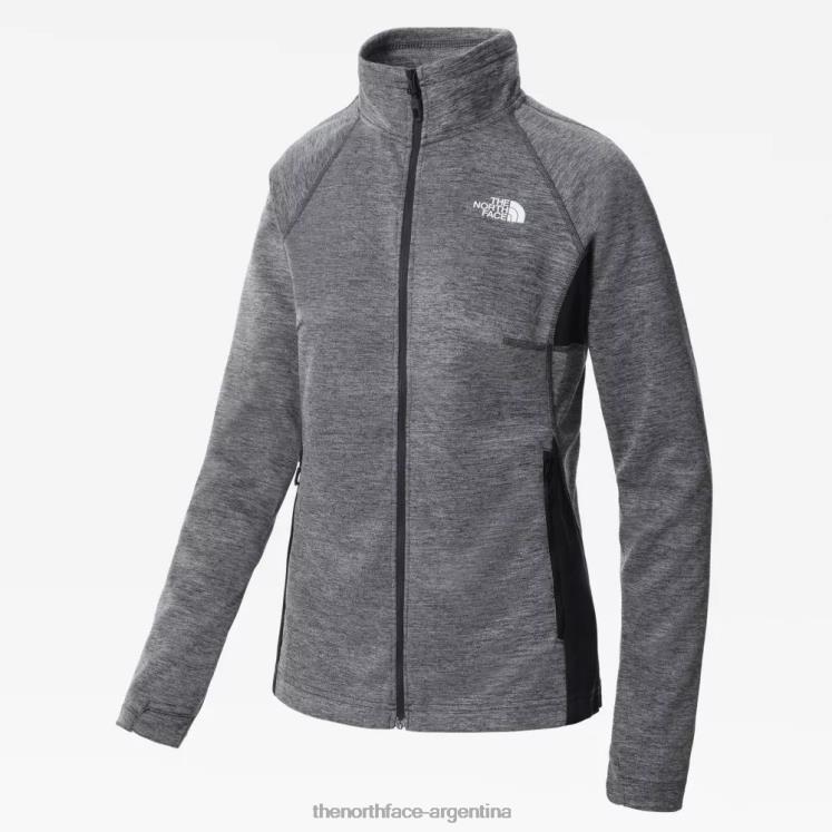 chaqueta deportiva de capa intermedia con cremallera completa para exteriores para mujer RDT8H1121 gris The North Face
