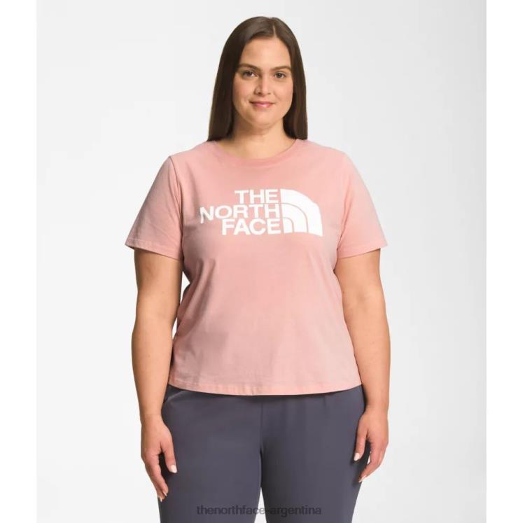 Camiseta de algodón de media cúpula de manga corta para mujer más RDT8H4877 rosa arena The North Face