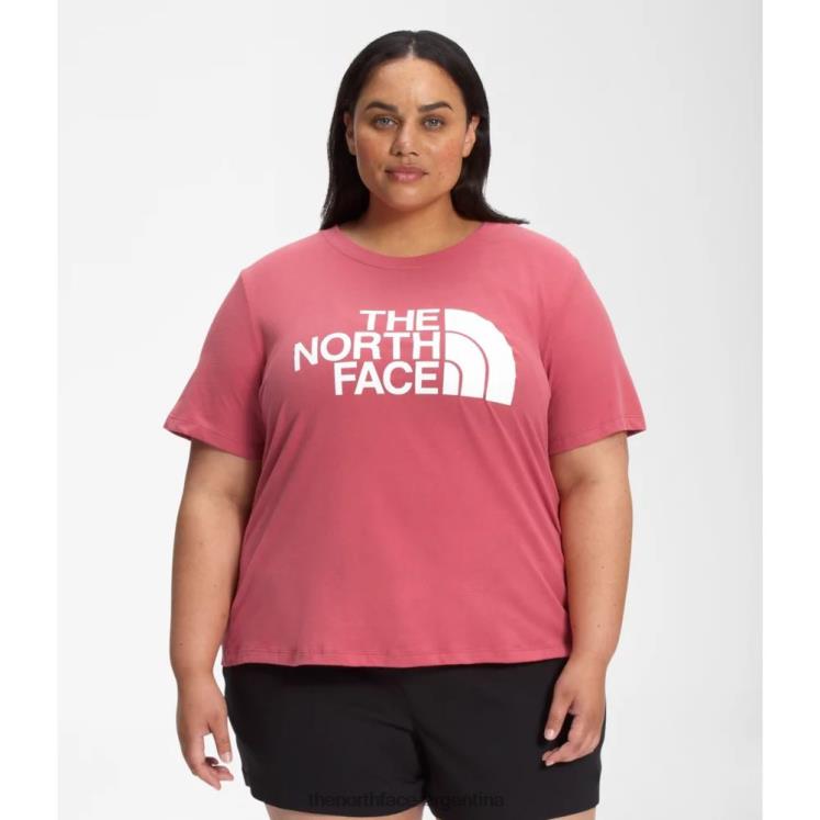 Camiseta de algodón de media cúpula de manga corta para mujer más RDT8H4878 rosa pizarra The North Face