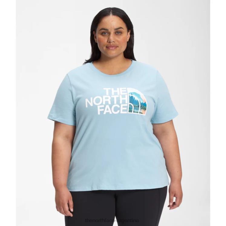 Camiseta de algodón de media cúpula de manga corta para mujer más RDT8H4879 azul beta The North Face