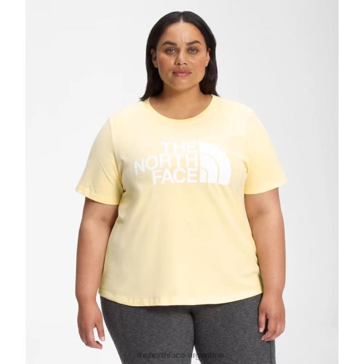 Camiseta de algodón de media cúpula de manga corta para mujer más RDT8H4880 plátano pálido The North Face