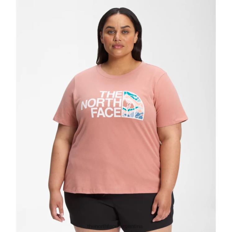 Camiseta de algodón de media cúpula de manga corta para mujer más RDT8H4889 rosa del amanecer The North Face
