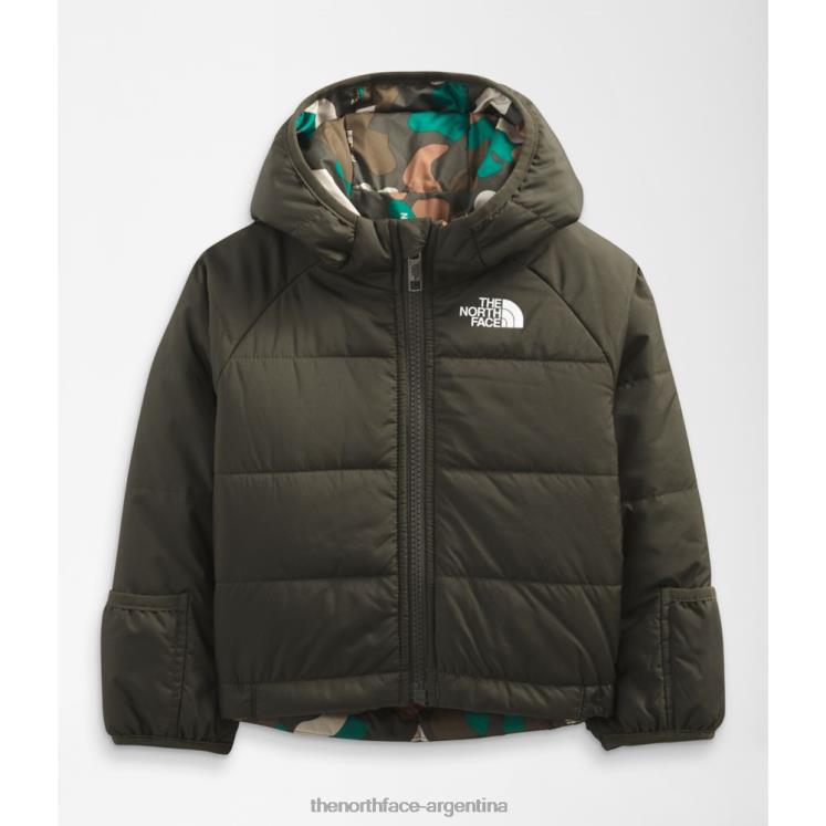 chaqueta reversible con capucha de perrito para bebé RDT8H5884 nuevo verde pardo The North Face