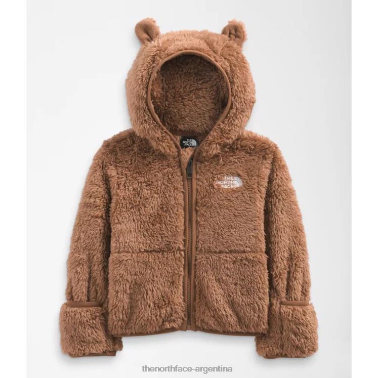 sudadera con capucha y cremallera completa con osito bebé RDT8H5283 marrón tostado The North Face