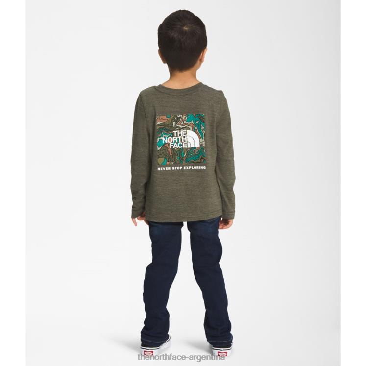 camiseta de manga larga con gráfico de tres mezclas para niños RDT8H5362 nuevo verde pardo The North Face