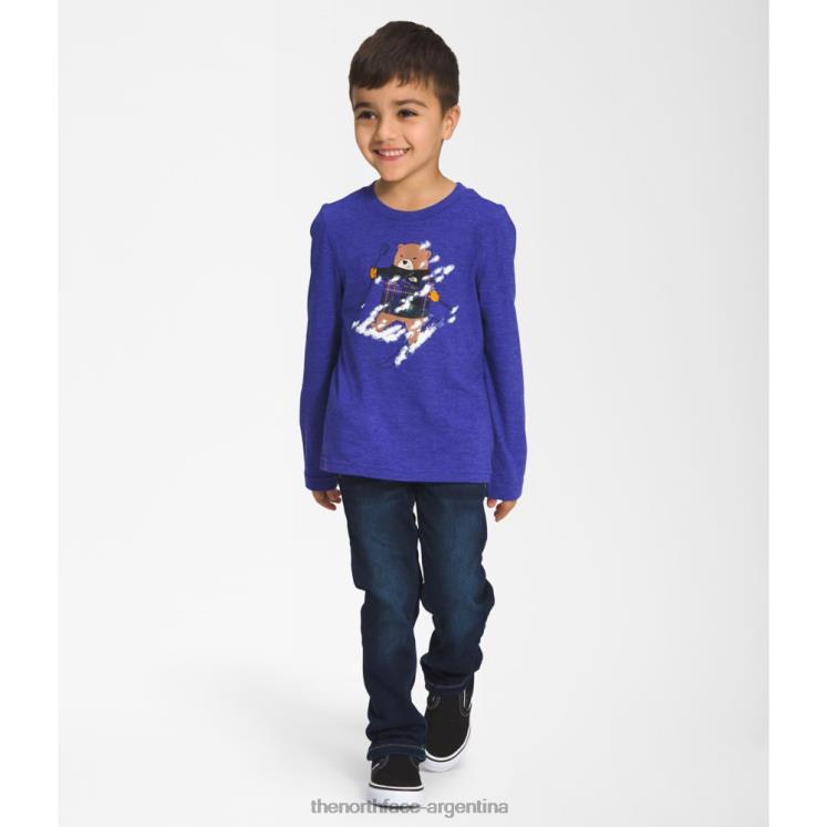 camiseta de manga larga con gráfico de tres mezclas para niños RDT8H5363 lapislázuli azul The North Face