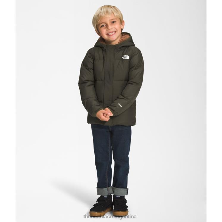 chaqueta con capucha North Down para niños RDT8H5295 nuevo verde pardo The North Face