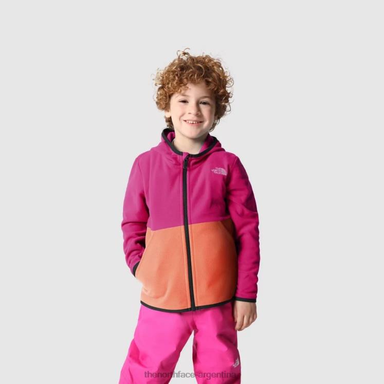 chaqueta polar con capucha para niños glaciar RDT8H1843 rosa fucsia The North Face