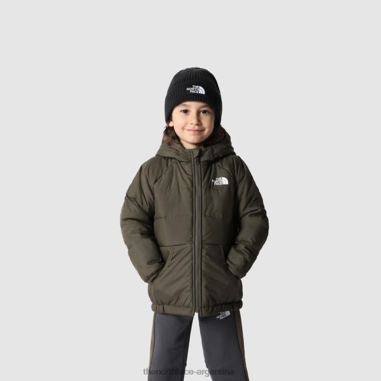 chaqueta reversible con capucha perrito para niños RDT8H1821 nuevo verde pardo The North Face