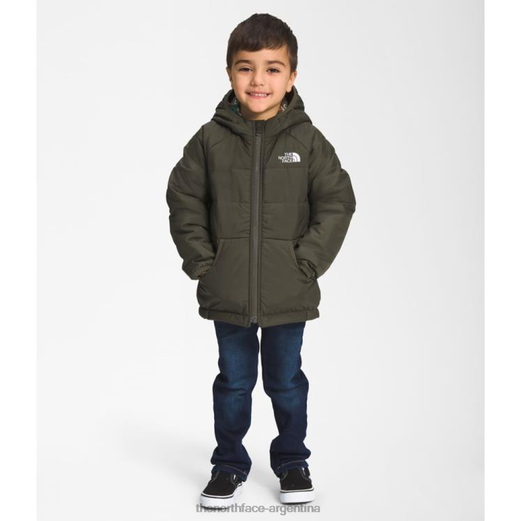 chaqueta reversible con capucha perrito para niños RDT8H5897 nuevo verde pardo The North Face