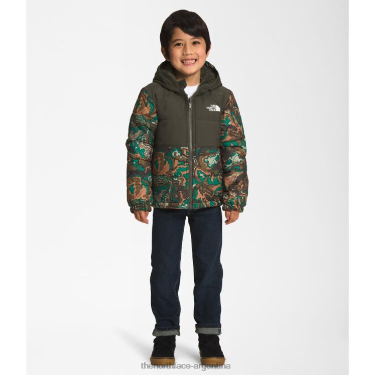 chaqueta reversible con capucha y cremallera completa mount chimbo para niños RDT8H5922 nuevo verde pardo The North Face