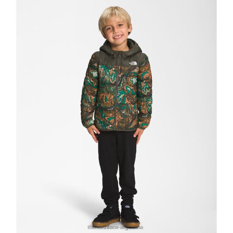 chaqueta termoball con capucha para niños RDT8H6010 nuevo verde pardo The North Face