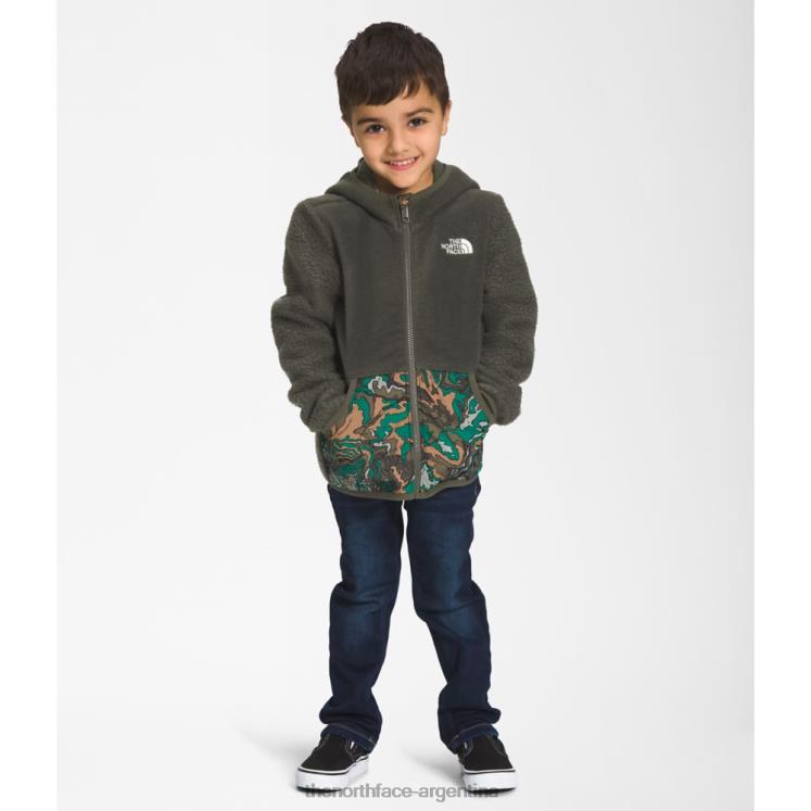 sudadera con capucha y cremallera completa de forro polar para niños RDT8H5276 nuevo verde pardo The North Face
