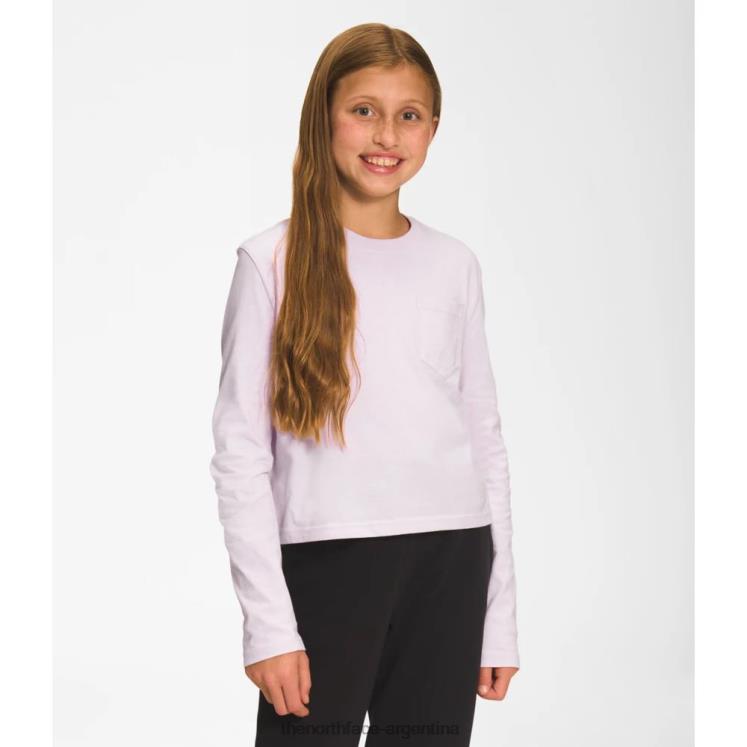 camiseta cuadrada de manga larga para niñas RDT8H5344 niebla de lavanda The North Face