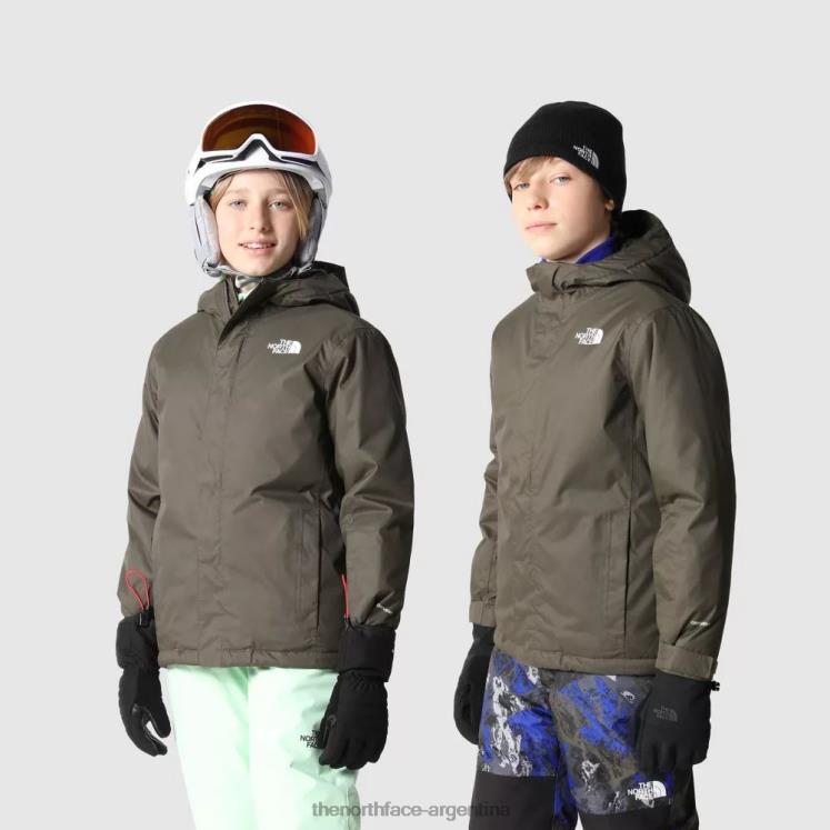 chaqueta aislante snowquest para adolescentes RDT8H1962 nuevo verde pardo The North Face