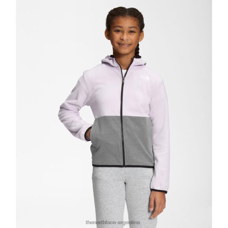 chaqueta con capucha y cremallera completa para adolescente Glacier RDT8H6026 niebla de lavanda The North Face